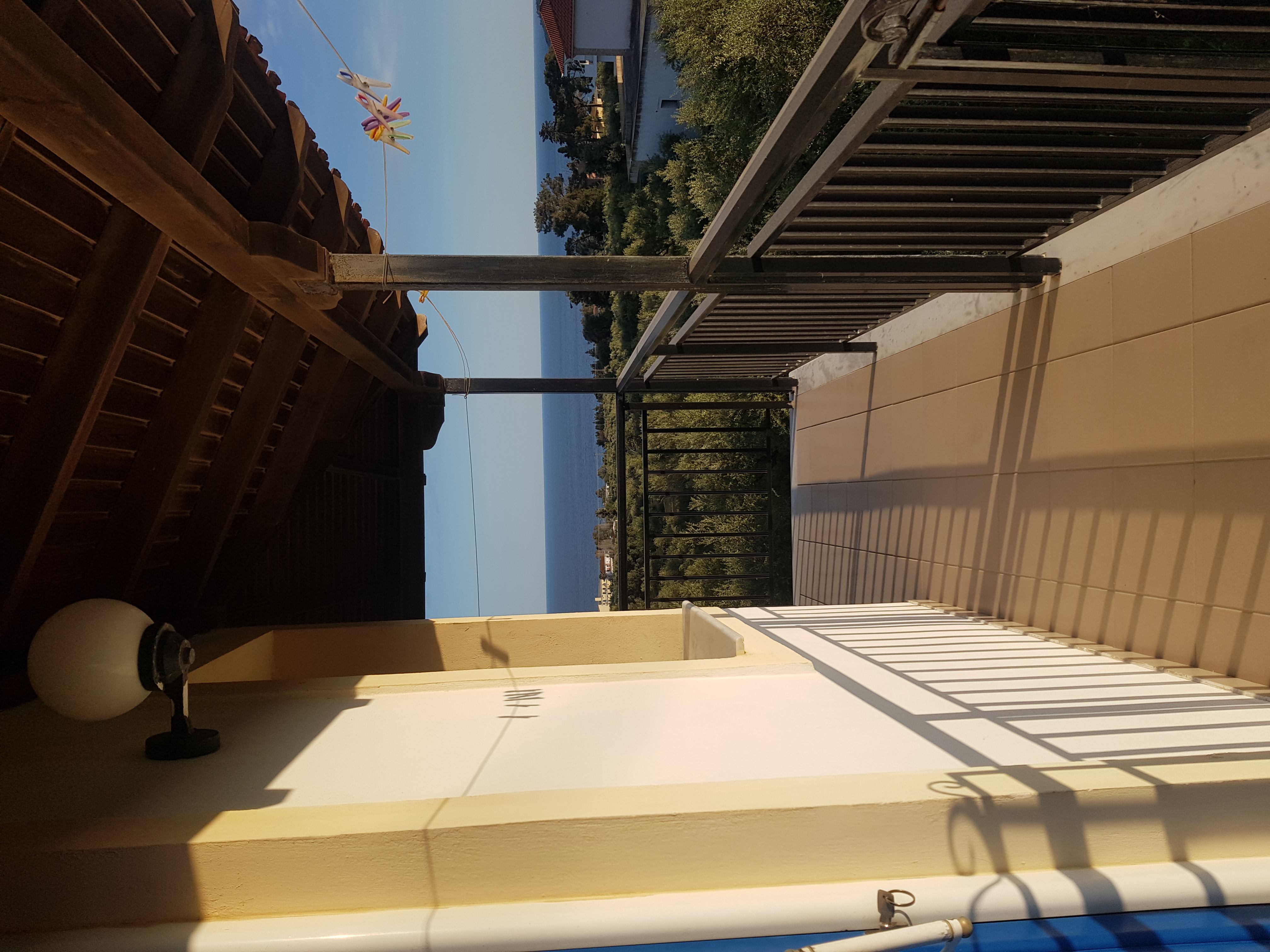 Balcony with olive grove and sea view at Terra Olivo Apartments